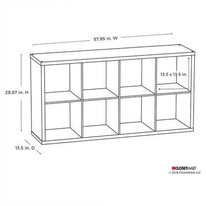 ClosetMaid 4583 Decorative Bookcase Open Back 8-Cube Storage Organizer, White