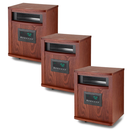 Lifesmart 6 Element 1500W Portable Infrared Quartz Mica Space Heater (3 Pack)