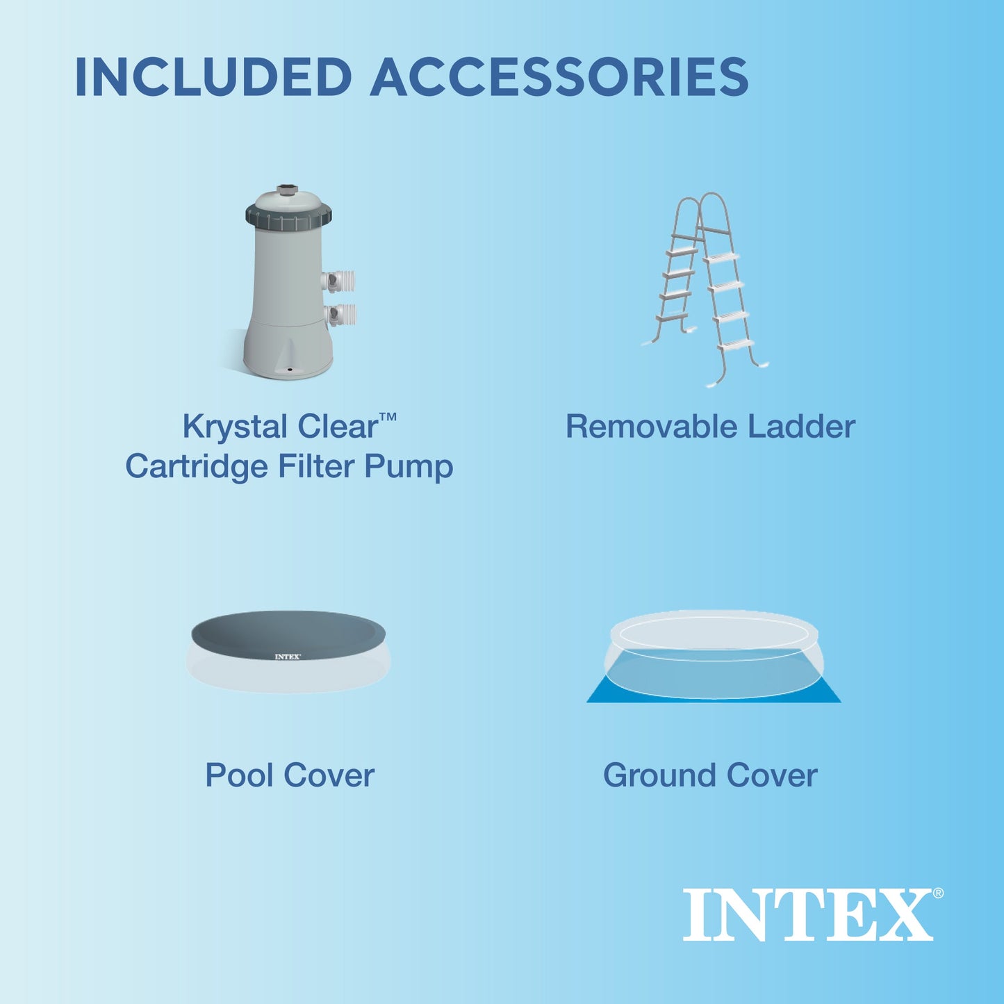 INTEX 15'x48" Inflatable Pool with Ladder, Pump and Deluxe Pool Maintenance Kit