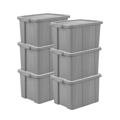 Sterilite Tuff1 18 Gallon Plastic Storage Tote Container Bin with Lid (6 Pack)