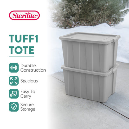 Sterilite Tuff1 30 Gallon Plastic Storage Tote Container Bin with Lid (16 Pack)
