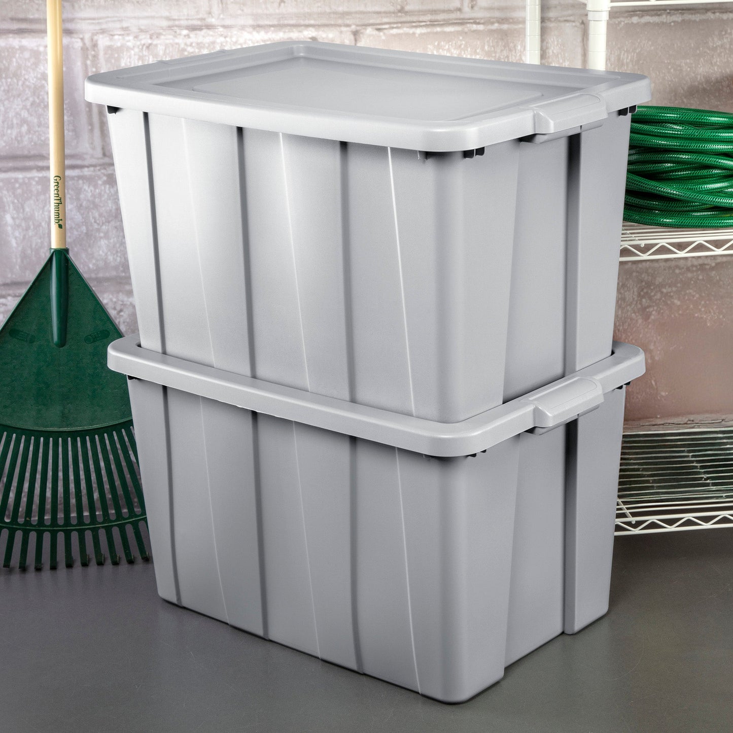 Sterilite 30 Gallon Tuff1 Storage Tote, Stackable Plastic Bin with Lid, 4 Pack