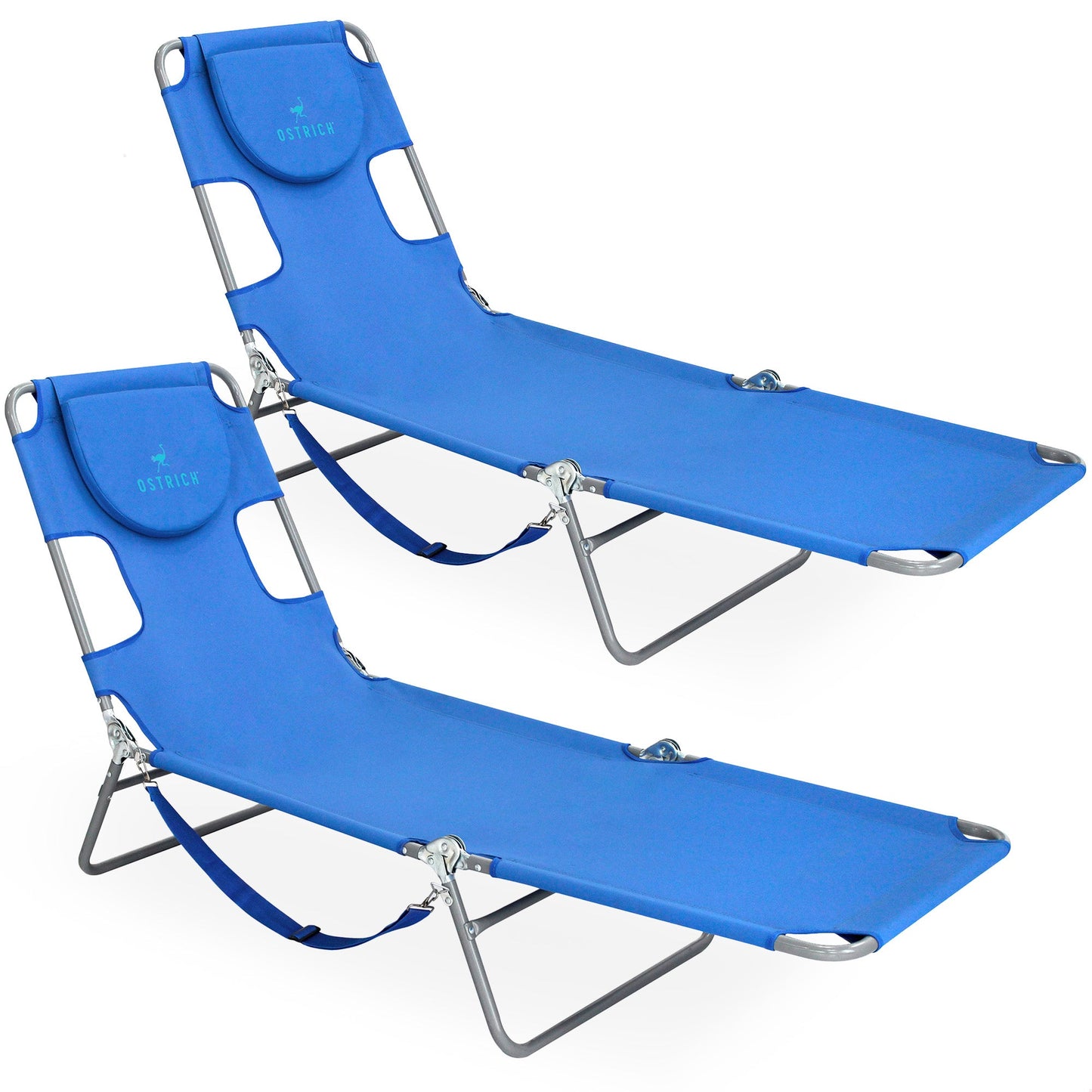 Ostrich Chaise Lounge Folding Portable Sunbathing Poolside Beach Chair (2 Pack)
