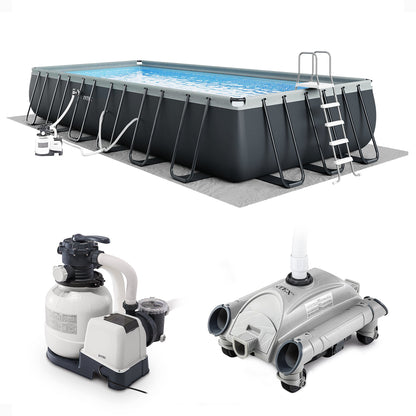 Intex Ultra XTR 24ft x 12ft x 52in Rectangular Frame Pool & Sand Vacuum Cleaner