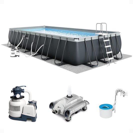 Intex 24ft x 12ft x 52in Ultra XTR Rectangular Pool, Filter, Vacuum, & Skimmer