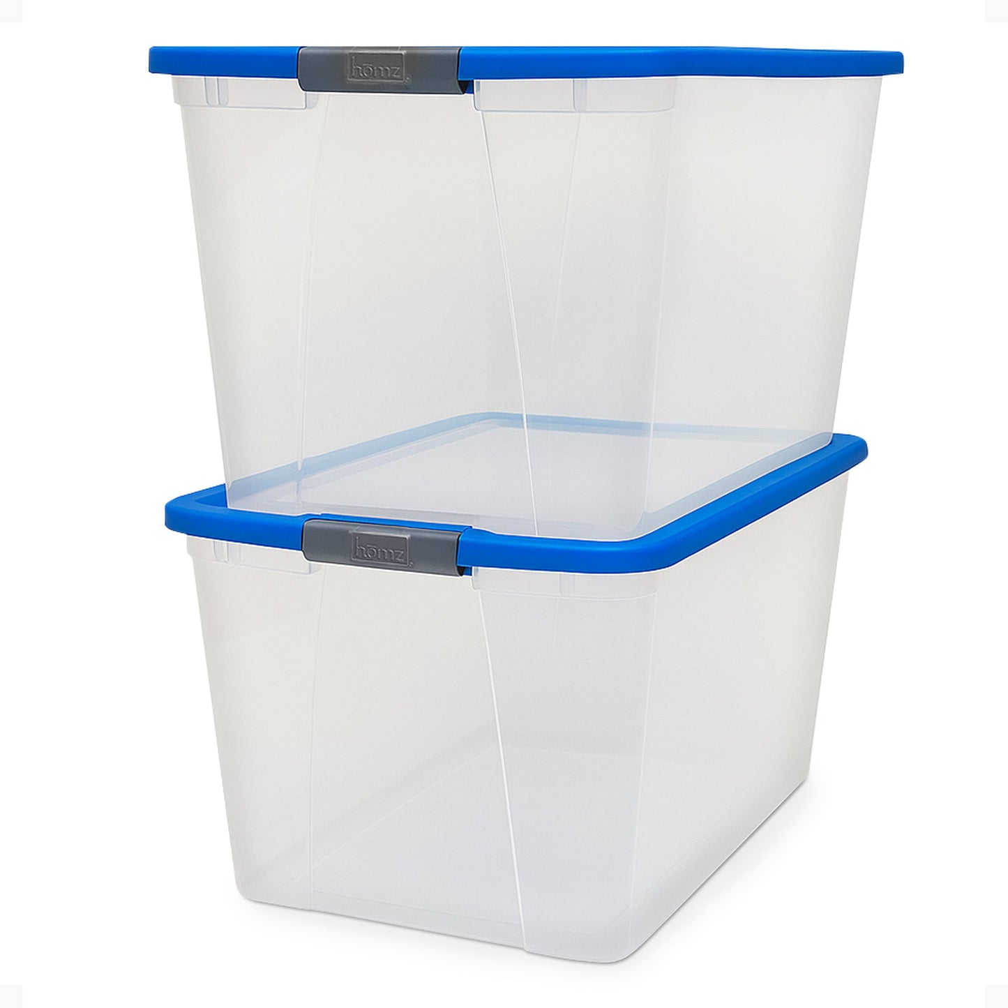 Homz 64 Qt Secure Latch Large Clear Stackable Storage Container w/ Lid (2 Pack)