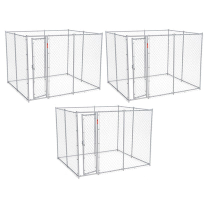 Lucky Dog 10' x 10' Heavy Duty Outdoor Chain Link Dog Kennel w/ Door (3 Pack)