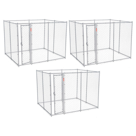 Lucky Dog 10' x 10' Heavy Duty Outdoor Chain Link Dog Kennel w/ Door (3 Pack)