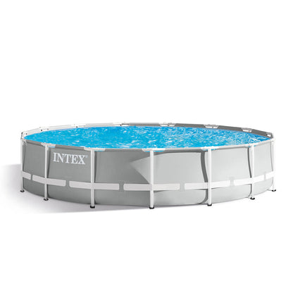 Intex 15’ x 42” Prism Frame Above Ground Swimming Pool Set and Pool Filter Pump