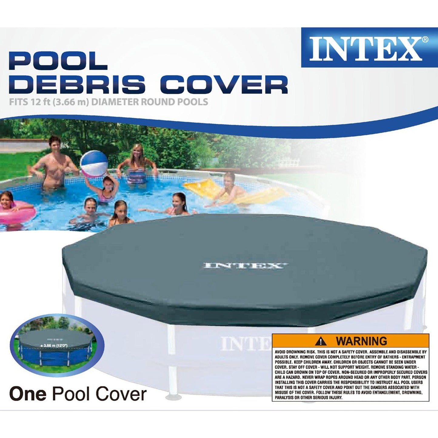 Intex 12 Foot x 30 In. Above Ground Pool & Intex 12 Foot Round Pool Cover