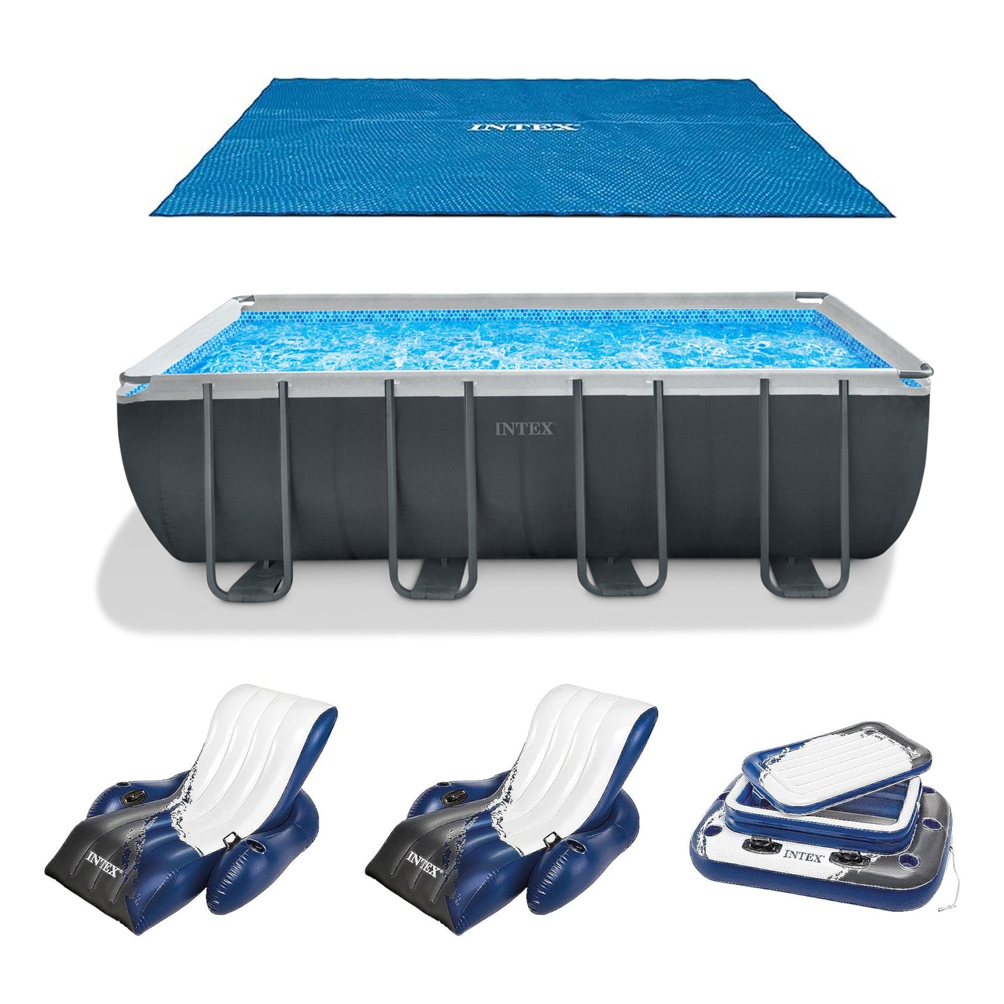 INTEX 18' x 9' x 53" Ultra XTR Frame Pool, Cover, Cooler, and Float (2 Pack)