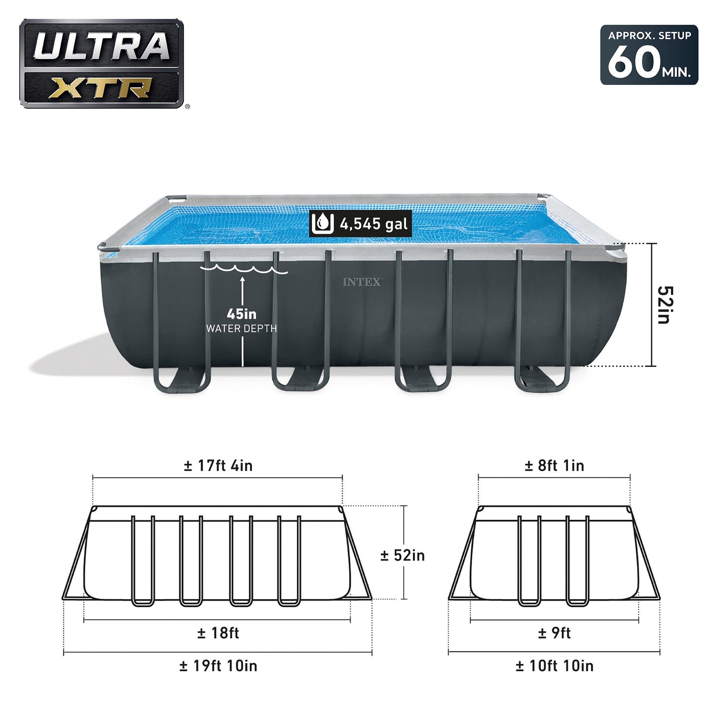 INTEX 18' x 9' x 53" Ultra XTR Frame Pool, Cover, Cooler, and Float (2 Pack)