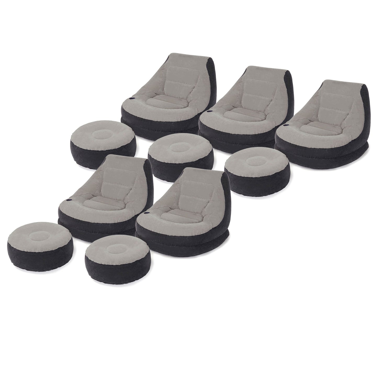 Intex Inflatable Ultra Lounge Chair With Cup Holder & Ottoman Set, Gray (5 Pack)