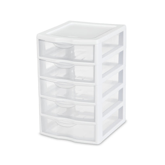 Sterilite Clearview Small Plastic 5 Drawer Desktop Storage Bin System, 16 Pack