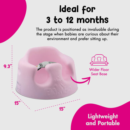 Bumbo Infant Floor Seat Baby Sit Up Chair with Adjustable Harness, Cradle Pink