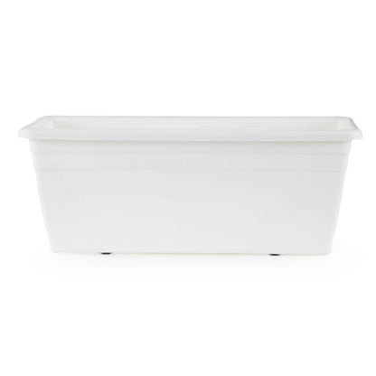 HC Companies 24 Inch Deck Rail Box Planter with Drainage Holes, White (4 Pack)