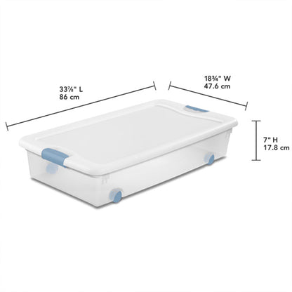 Sterilite 56 Quart Latching Stackable Wheeled Storage Container w/ Lid, (8 Pack)