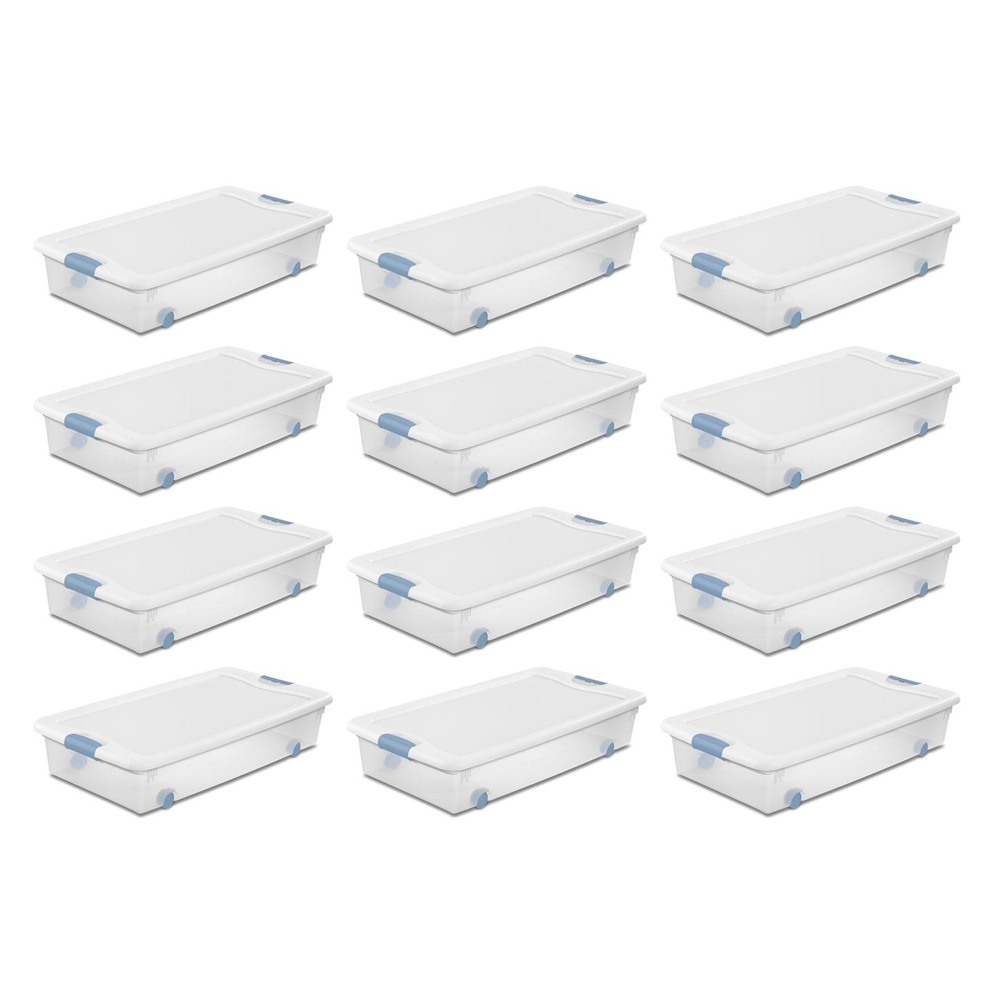 Sterilite 56 Quart Latching Stackable Wheeled Storage Container w/ Lid (12 Pack)