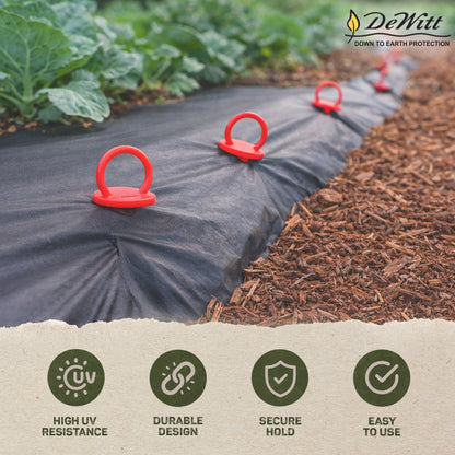 DeWitt Company UV-Treated Durable Plastic Outdoor Re-Pin Anchors, Red, 300 Count