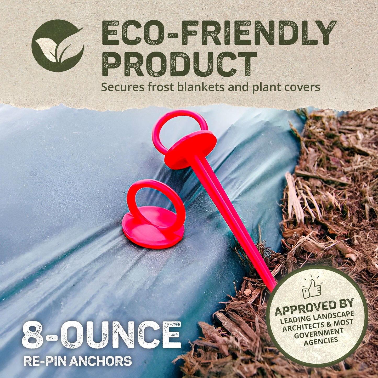 DeWitt Company UV-Treated Durable Plastic Outdoor Re-Pin Anchors, Red, 300 Count