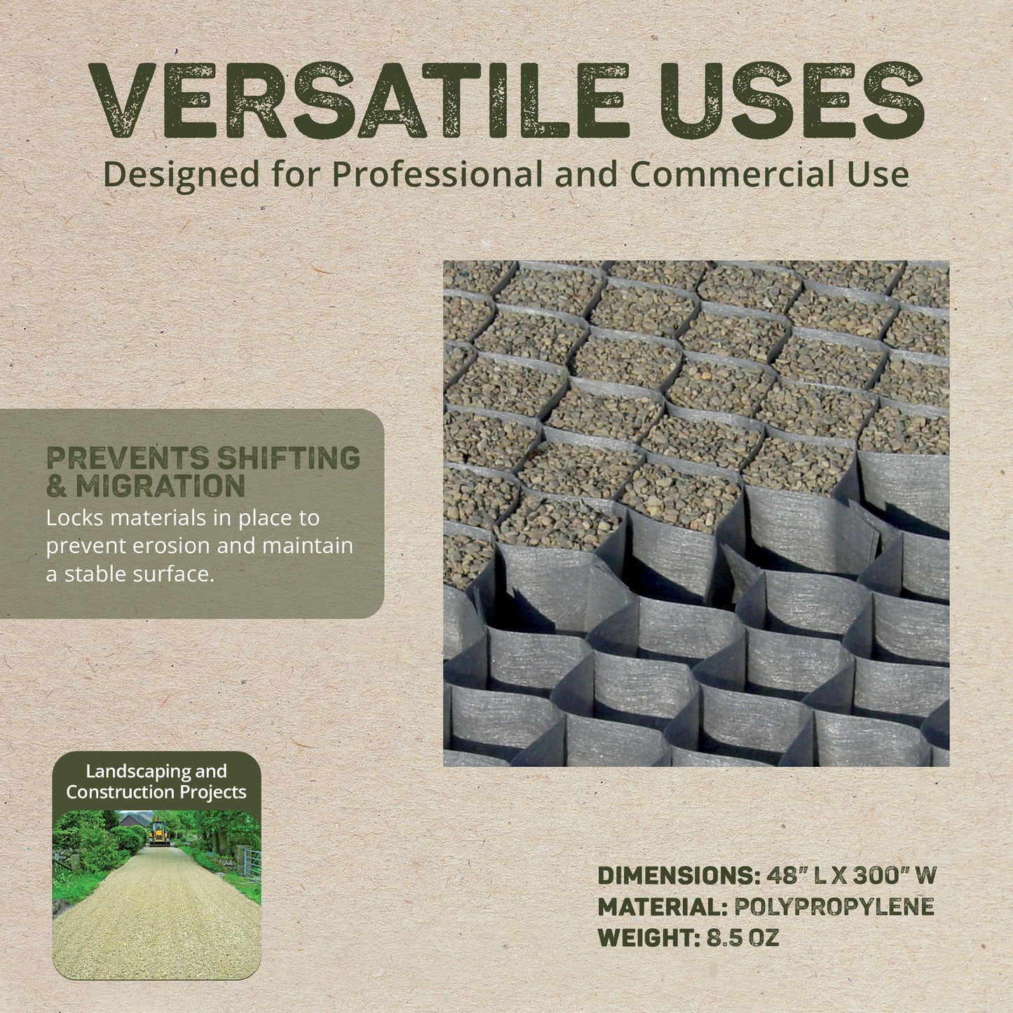 DeWitt DuPont Geotextile 3D Honeycomb 8.5 Ounce Ground Grid Stabilization System