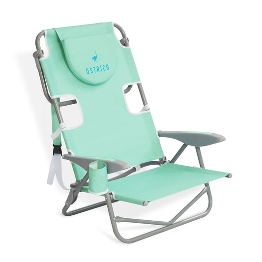 Ostrich On-Your-Back Outdoor Reclining Beach Lounge Pool Camping Chair, Teal