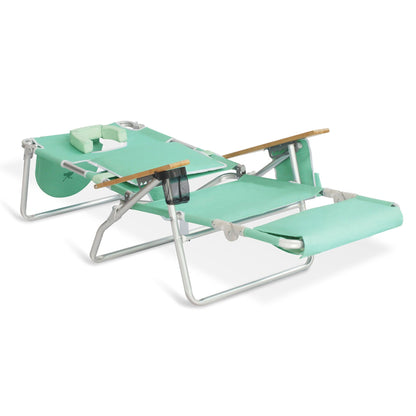 Ostrich Deluxe 3N1 Lightweight Outdoor Lawn Beach Lounge Chair w/Footrest, Teal