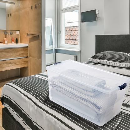 Rubbermaid Cleverstore 95 Quart Clear Plastic Storage Container & Lid, (4 Pack)