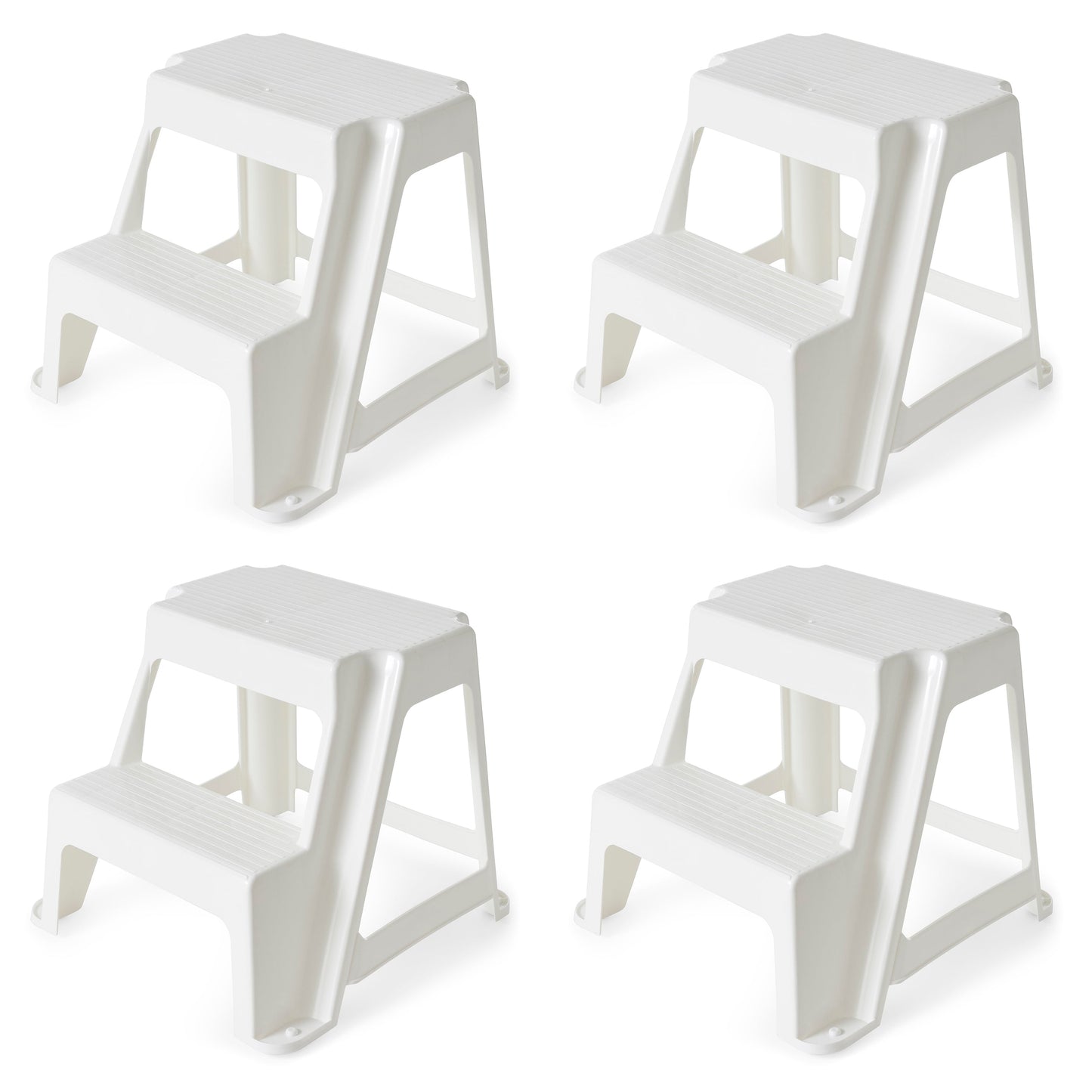 Gracious Living 16-Inch Plastic Two Step Home & Kitchen Stool, White (4 Pack)