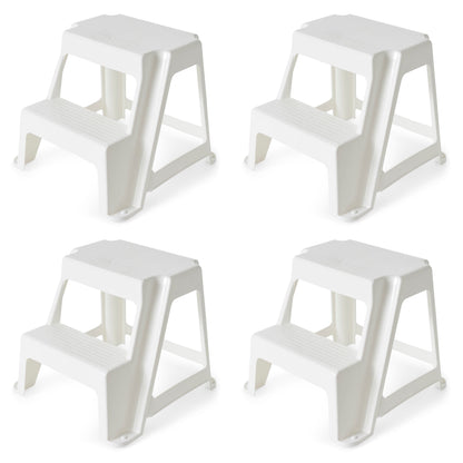 Gracious Living 16-Inch Plastic Two Step Home & Kitchen Stool, White (4 Pack)