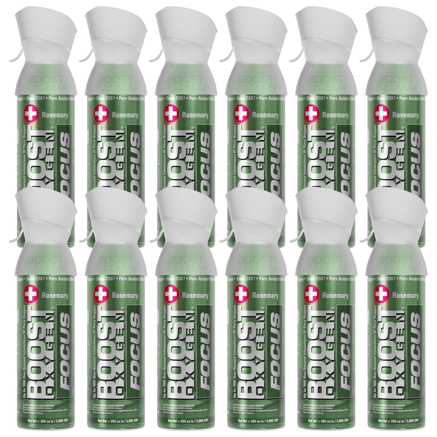 Boost Oxygen 5 L Think Tank Natural Portable Canned Oxygen, Rosemary (12 Pack)
