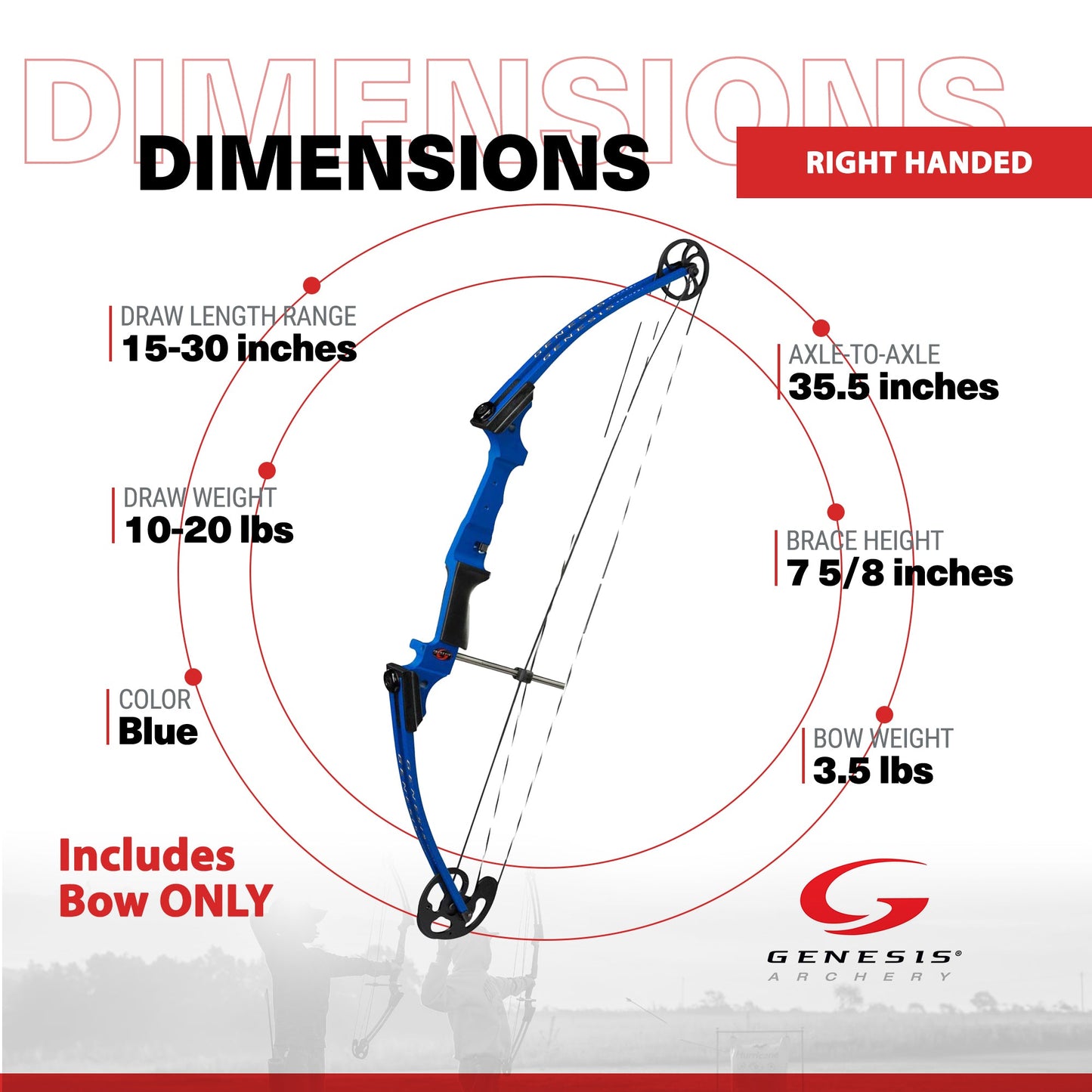 Genesis Archery Compound Bow Adjustable Sizing for Right Handed, Blue (4 Pack)