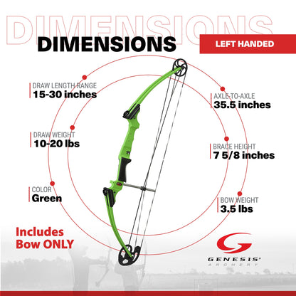 Genesis Archery Compound Bow Adjustable Sizing for Left Handed, Green (3 Pack)