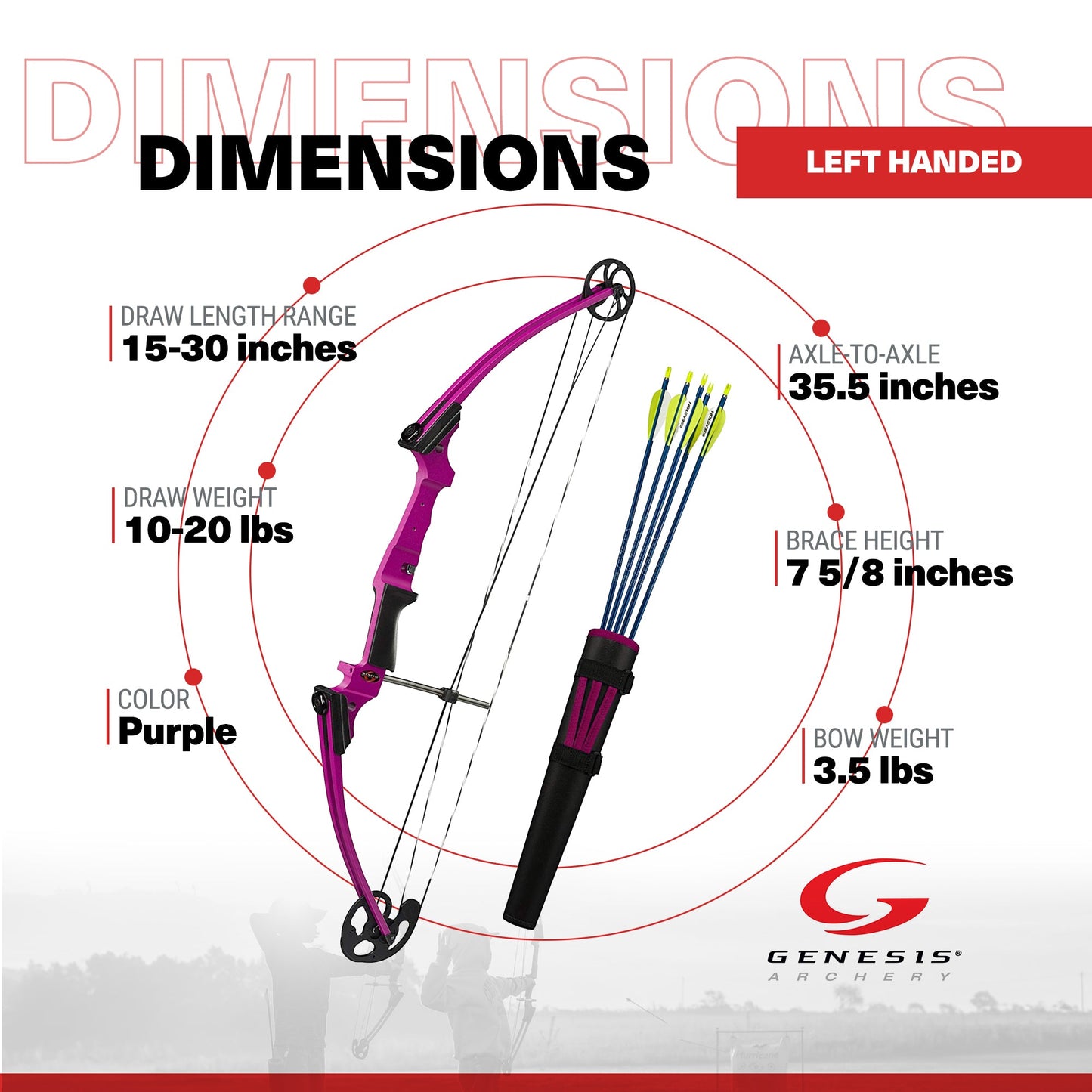 Genesis Archery Original Left Handed Compound Bow Archery Kit, Purple (2 Pack)