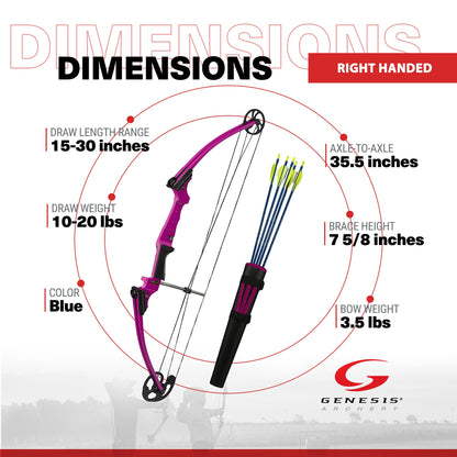 Genesis Original Archery Compound Bow and Arrow Set, Draw Hand-Right, Purple