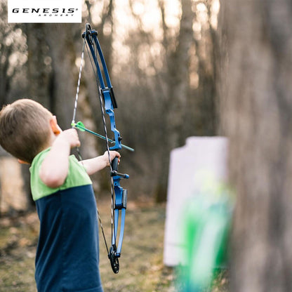 Genesis Mini, Youth Compound Bow & Arrow Kit with Quiver, Draw Hand-Left, Blue