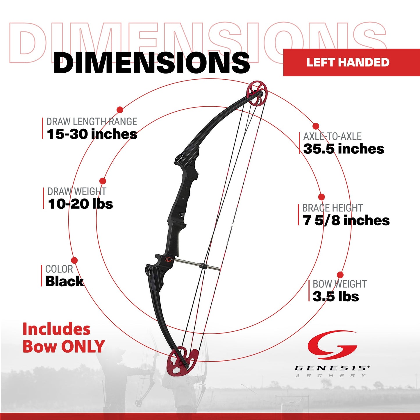 Genesis Archery Compound Bow Adjustable Sizing for Left Handed, Black (2 Pack)