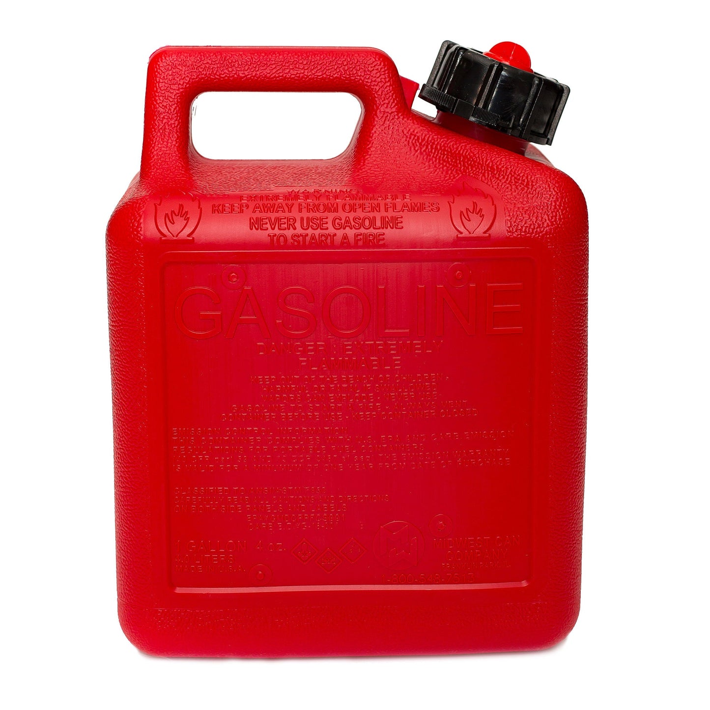 Midwest Can Company 1210 1 Gallon Gas Can Fuel Container Jugs & Spout (10 Pack)