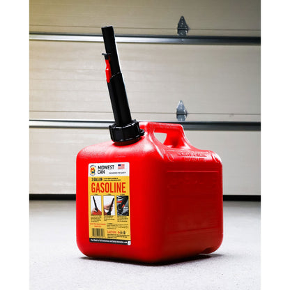 Midwest Can Company 2310 2 Gallon Gas Can Fuel Container Jugs with Spout, Red