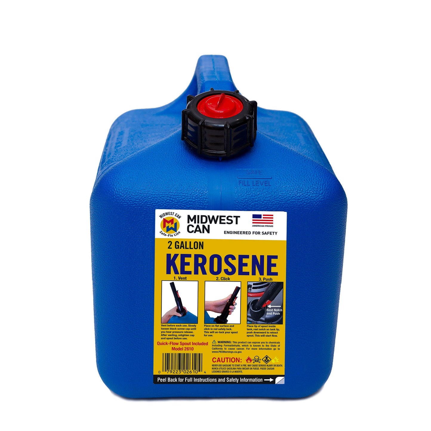 Midwest Can Company 2610 2 Gallon Kerosene Gas Can Container with Spout