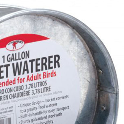 Little Giant 1-Gallon Galvanized Steel Poultry Bucket Waterer w/ Built-In Handle