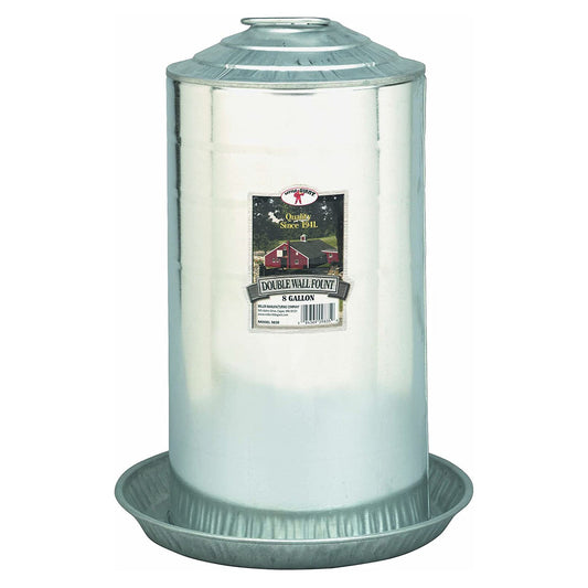 Little Giant 9838 Heavy Duty Steel 8 Gallon Double Wall Poultry Fount Waterer