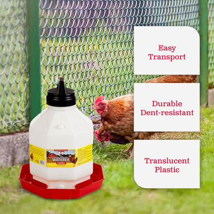 Little Giant PPF5 5 Gallon Automatic Poultry Waterer for Chickens, Red (4 Pack)