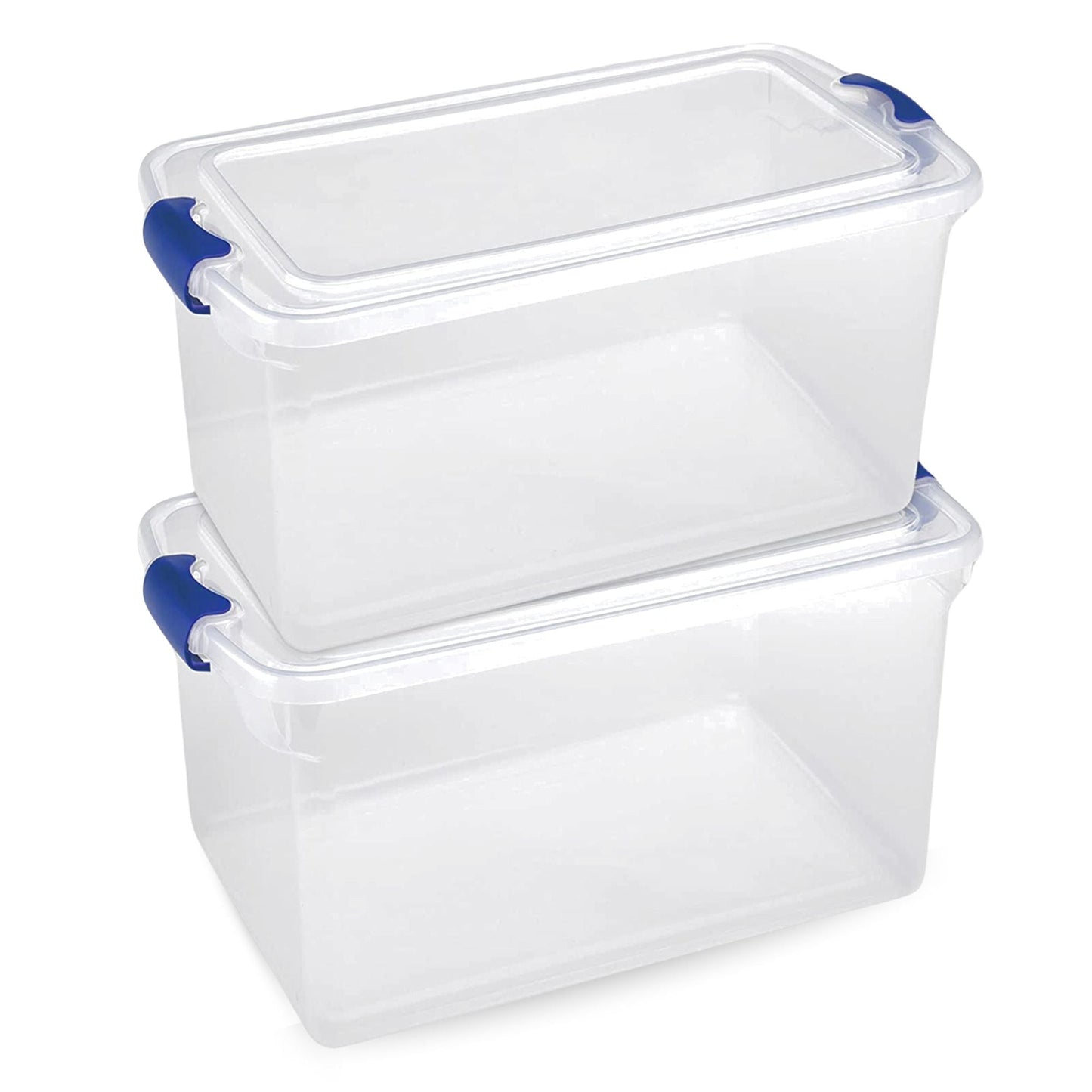 Homz 66 Qt Multipurpose Stackable Storage Bin with Latching Lids, Clear (2 Pack)