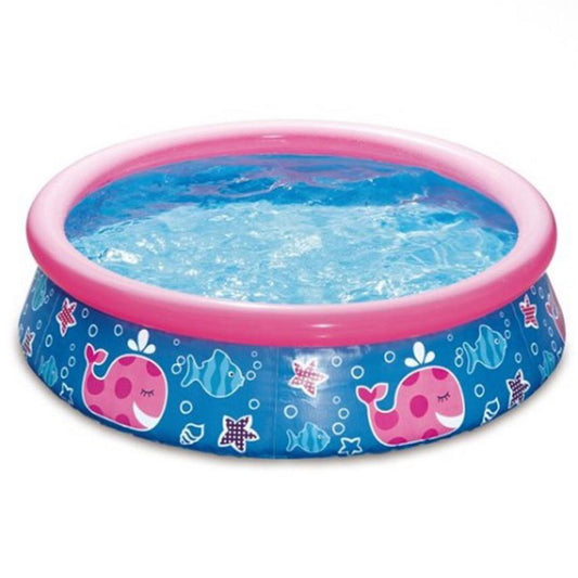 Summer Waves Quick Set 5ft x 15in Round Inflatable Ring Kiddie Pool, Pink Whale