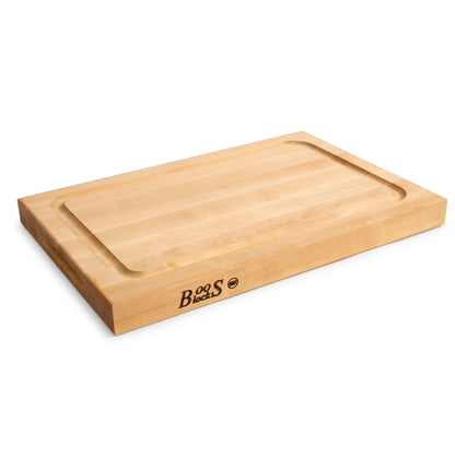 John Boos BBQ Collection Reversible Wood Cutting Board w/Juice Groove, Maple