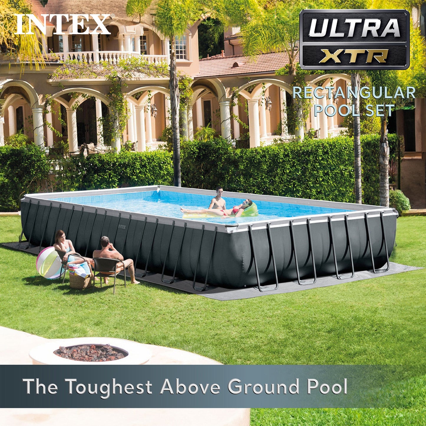INTEX Ultra XTR Frame Rectangular Pool Set with Krystal Clear Saltwater System