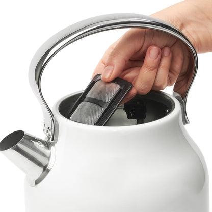 Haden Heritage 1.7 Liter Stainless Steel Electric Water Kettle, Ivory & Chrome