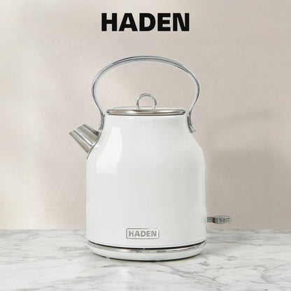 Haden Heritage 1.7 Liter Stainless Steel Electric Water Kettle, Ivory & Chrome