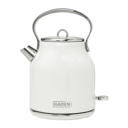 Haden Heritage 1.7 Liter Stainless Steel Electric Water Kettle, Ivory & Chrome